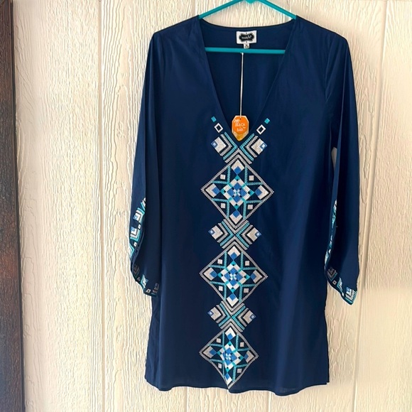 Mud Pie Boho Navy neck cover up medium - Picture 1 of 5